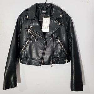 Zara Cropped Faux Leather Jacket